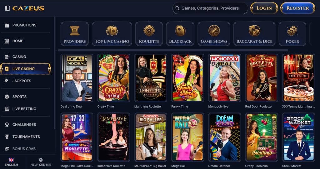 Cazeus live casino 